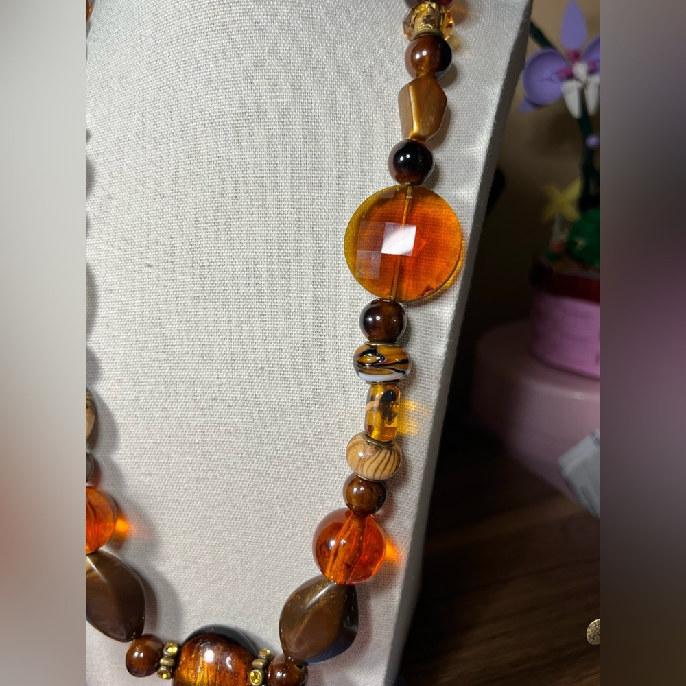 “Sienna Sunset” Artisan Beaded Necklace & Earring Set - Picture 7 of 11